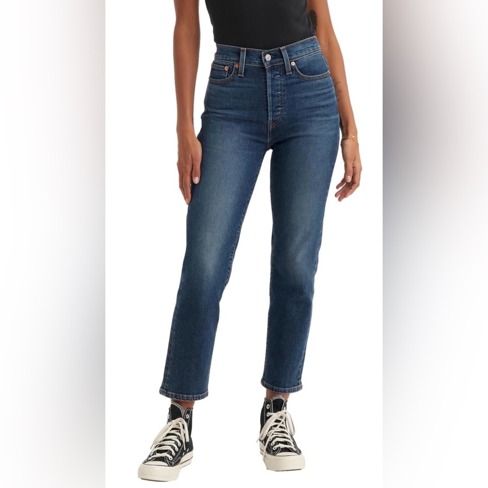 Levi's Wedgie High Waist Ankle Straight Jeans, Dark Wash Indigo Blue, Size 29